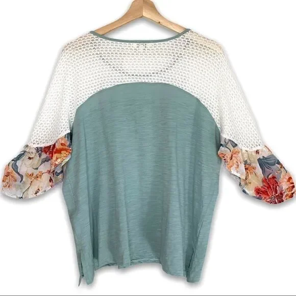 Umgee Open Knit Flutter Sleeve Top - Picture 5 of 6
